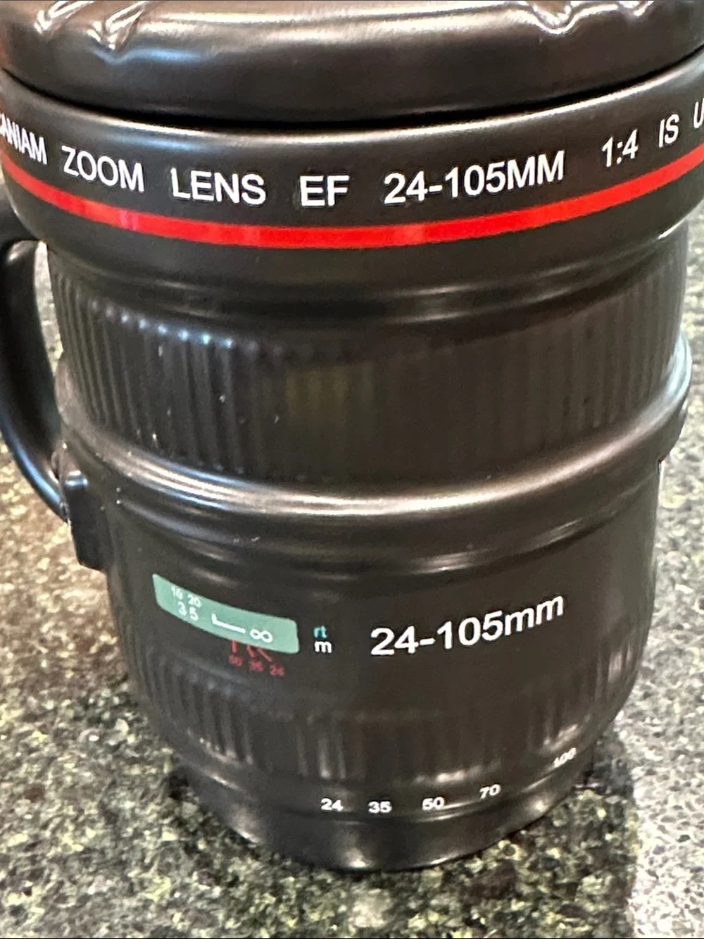 Camera Lens Coffee Mug 24-105mm caniam zoom with lid photography gift
